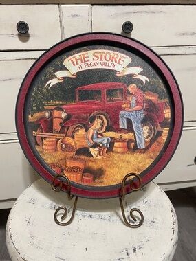 The Store at Pecan Valley Decorative Round Tray - Red Accent